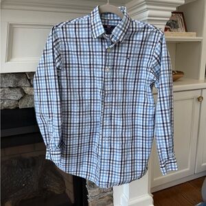 Vineyard Vines Blue and White Plaid Boys Shirt